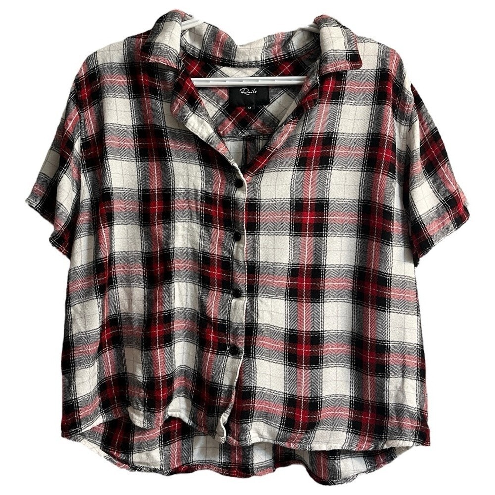 Rails Button-Down Plaid Shirt Red and Black‎ Comfy Rayon Women's Size Medium